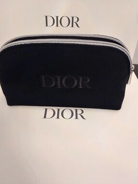 Dior Black Velvet Double-Zip Cosmetic Pouch